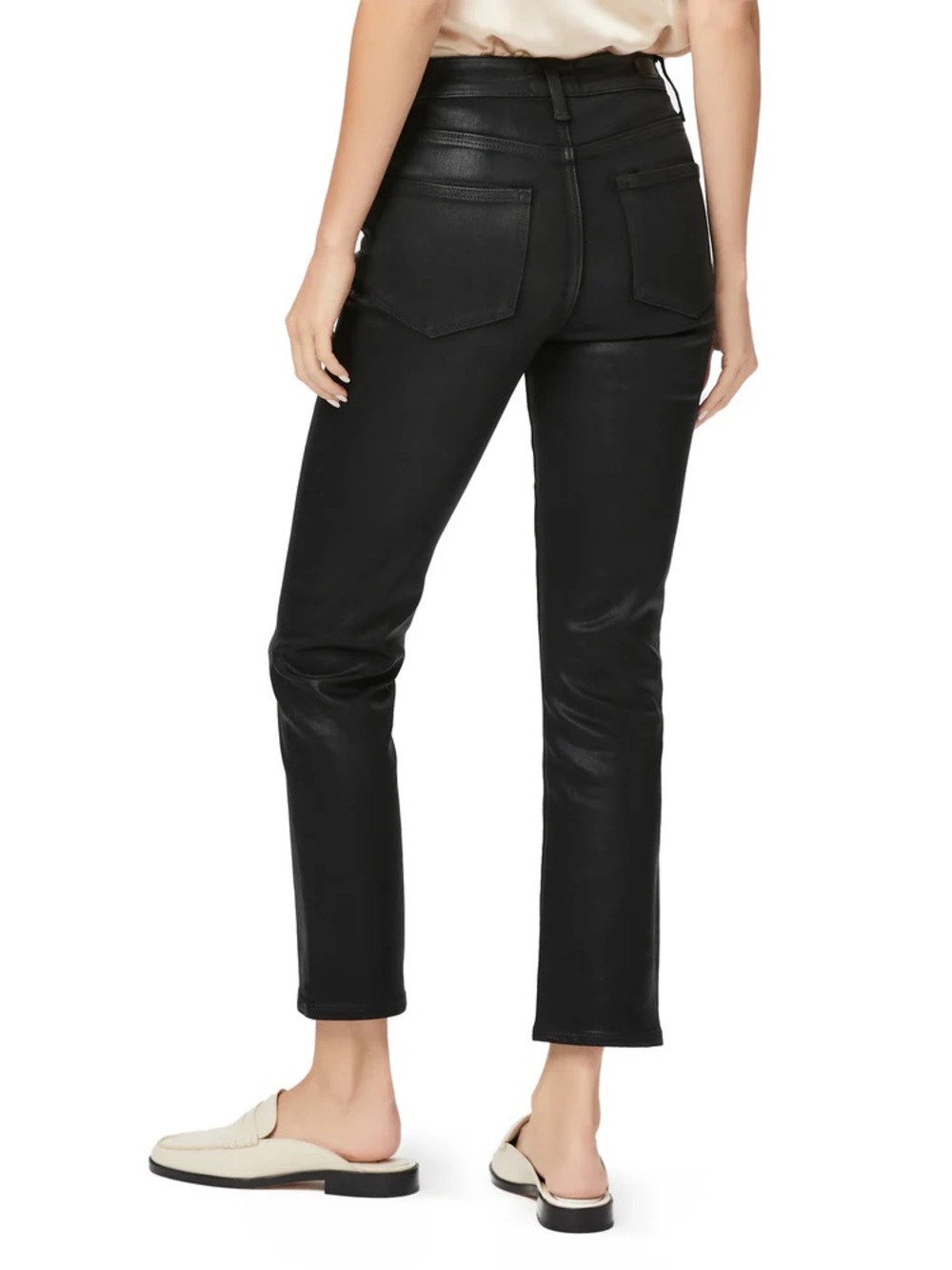 PAIGE Cindy Coated Black Straight-Leg Jeans, size 25 - Picture 4 of 14